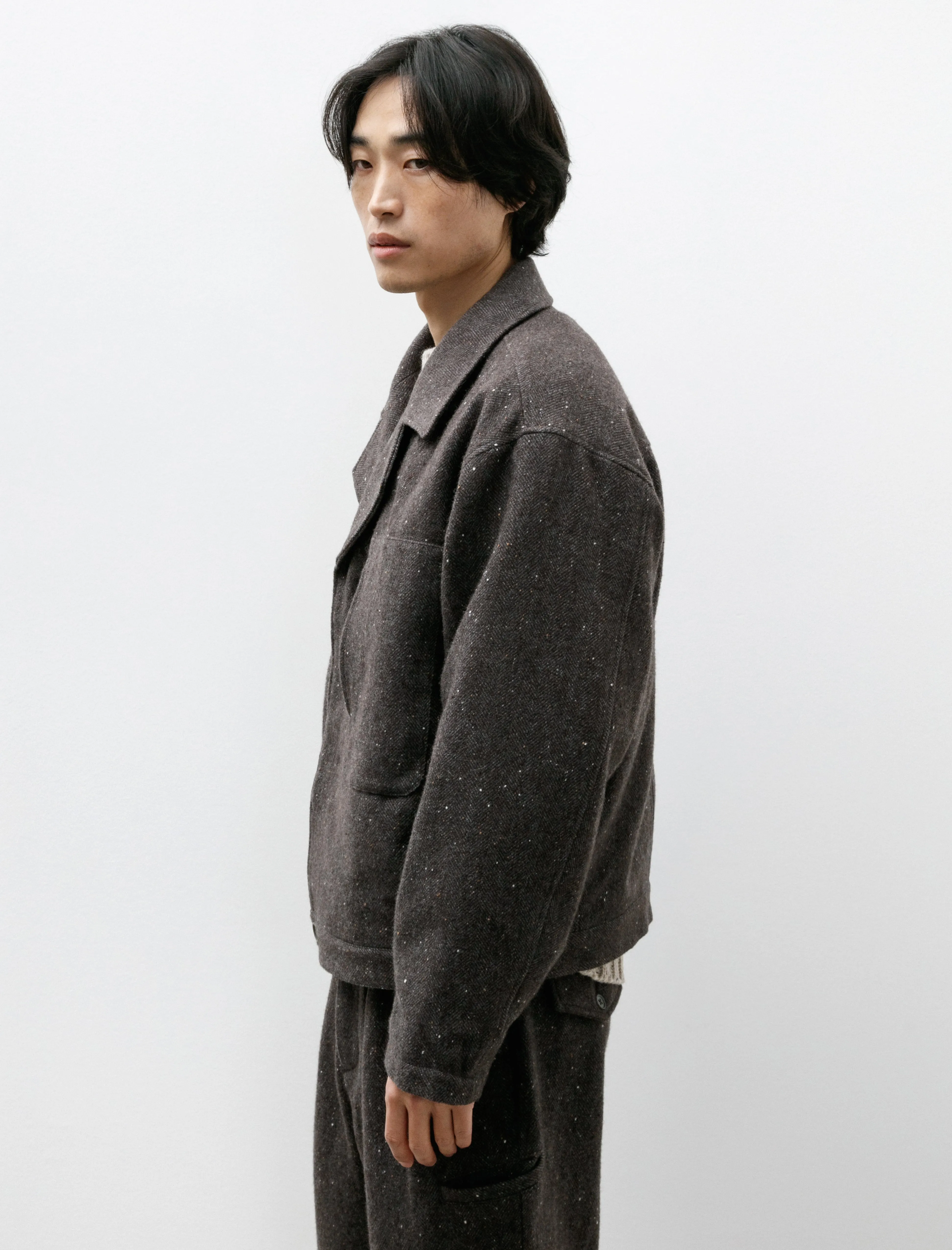 Marine Jacket B Grey Nep Wool