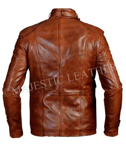 Men Leather Jacket Distressed Brown Slim Fit Biker Leather Jacket