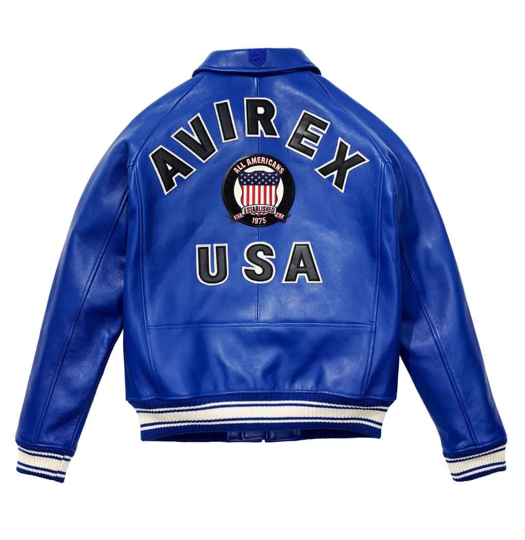 Mens Avirex Icon Blue Leather Jacket