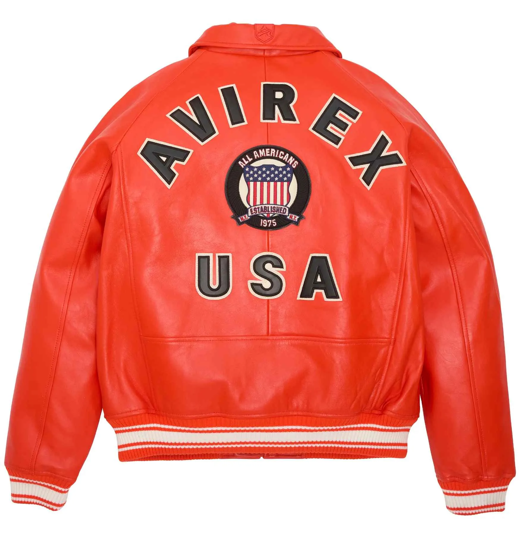 Mens Avirex Icon Orange Leather Jacket