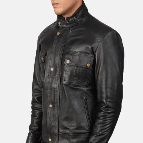 Mens Black Cow Leather Jacket