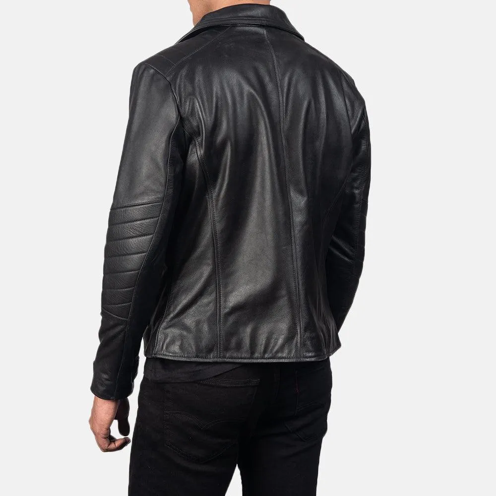 Mens Black Leather Motorbike Jacket