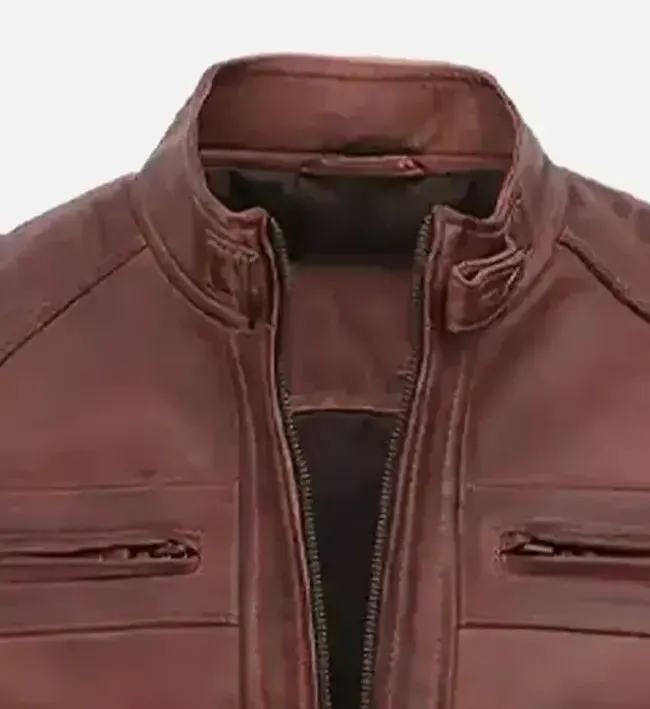 Men's Brown Cafe Racer Diamond Quilted Leather Jacket