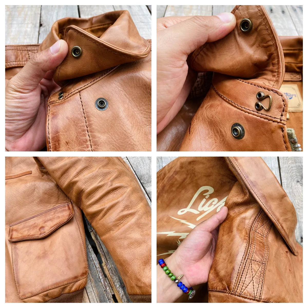 Men's Distressed Type A-2 Leather Jacket Tan