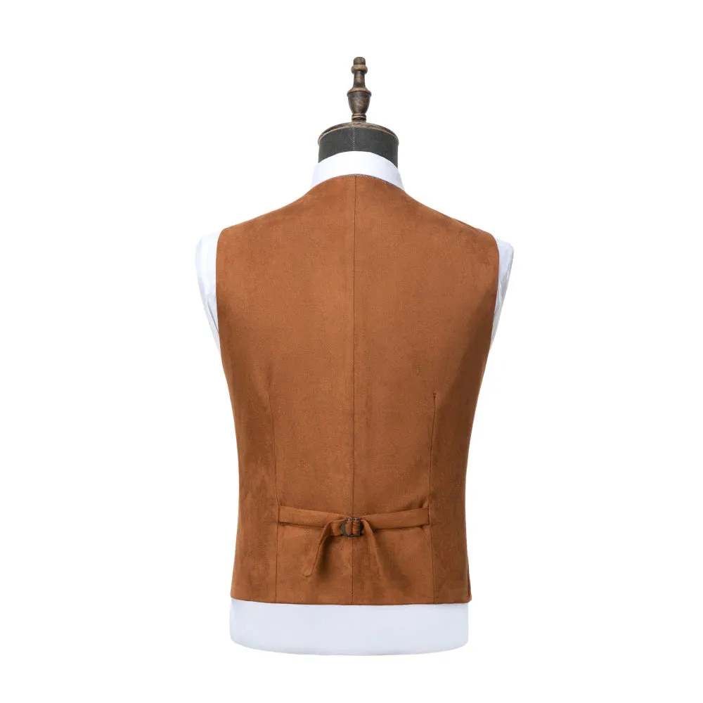 Men's Double Breasted V Neck Suede Vest