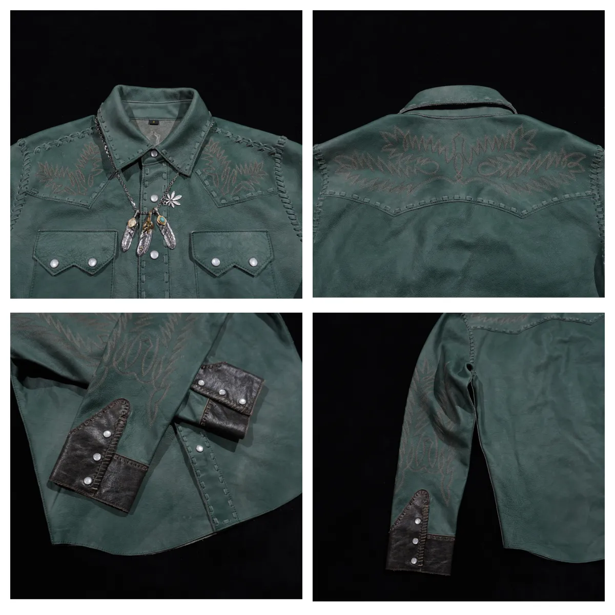 Men's Embroidered Western Leather Shirt