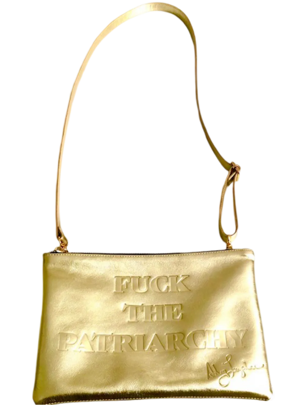 Metallic Gold “Fuck the Patriarchy” Leather Bag