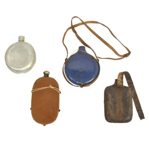 Miscellaneous Original Canteen Lot: British Boer War, WWI Italian, WWI Belgian, Boer War/WWI British Officer’s Private Purchase Canteen- 4 Items