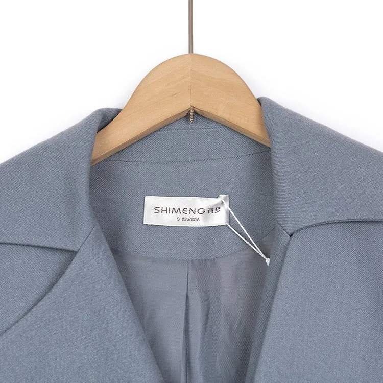 Mist Blue Trench Coats with Metal Buttons