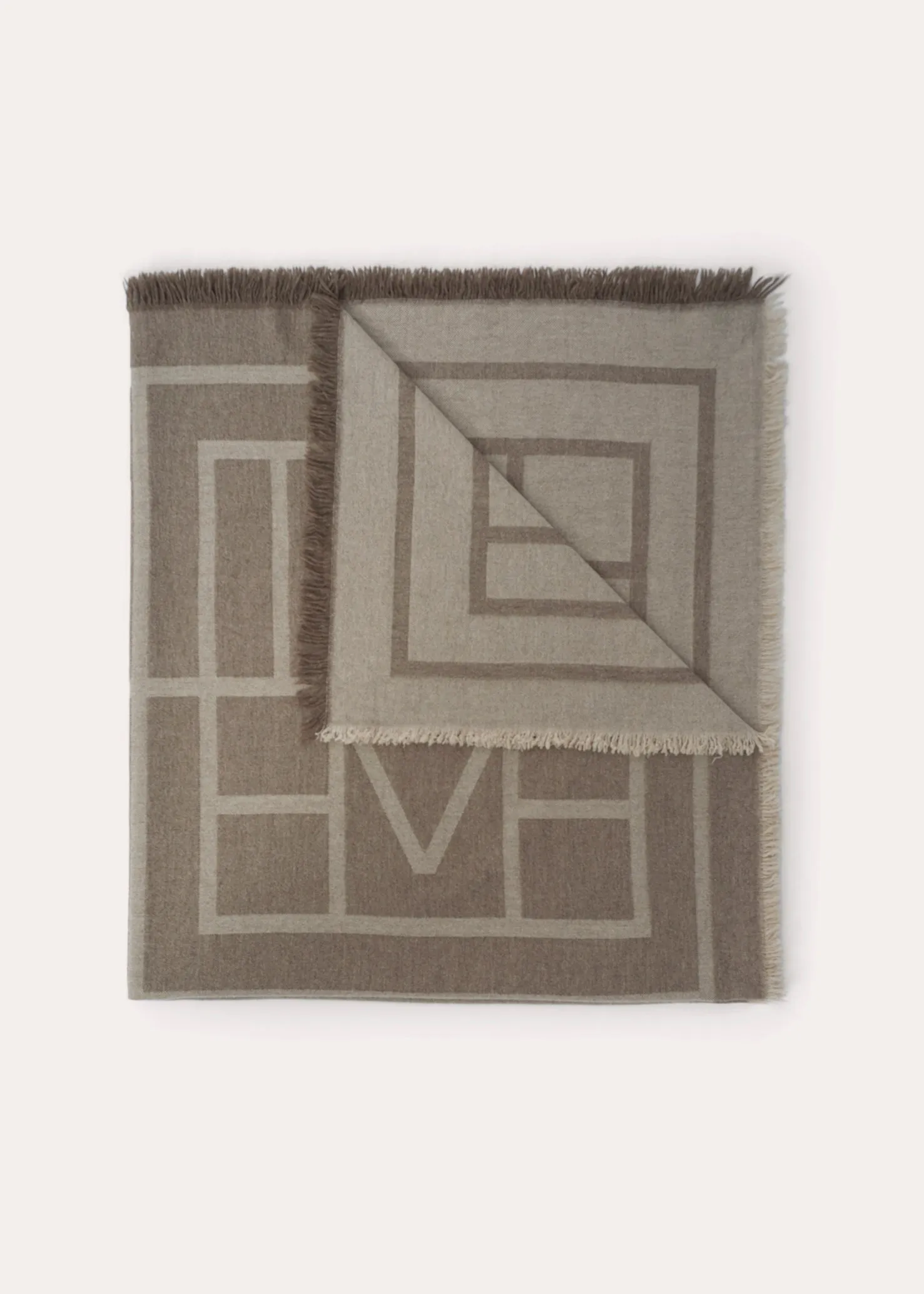 Monogram wool cashmere scarf tobacco