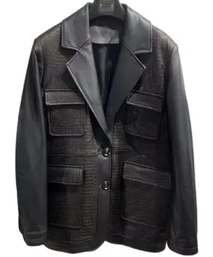 Multi Textured Leather Blazer