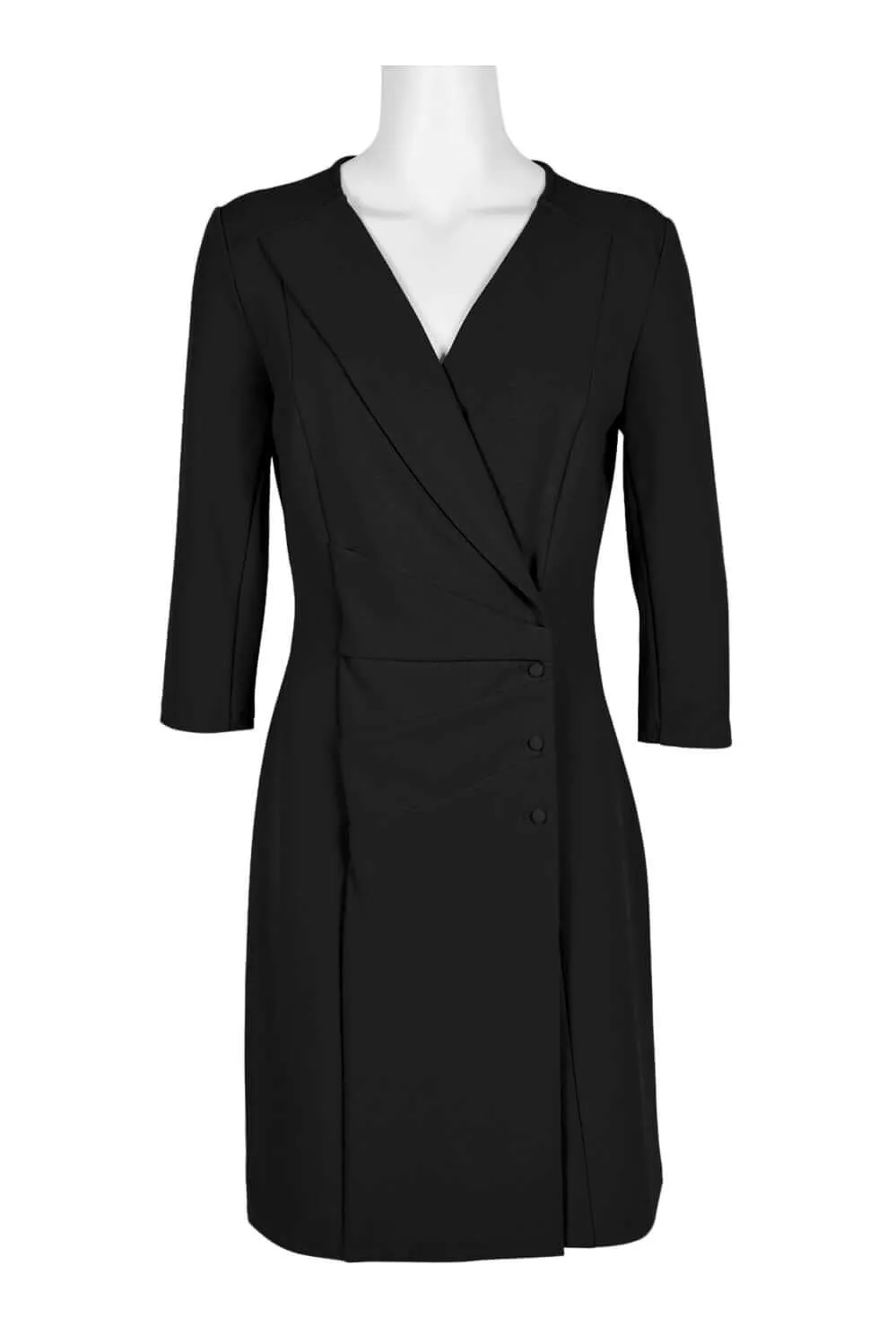 NANETTE Nanette Lepore V-Neck Long Sleeve Trench Solid Stretch Crepe Dress