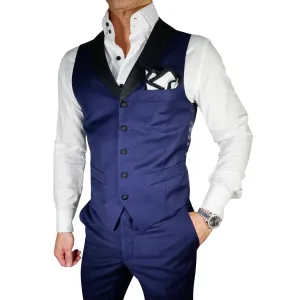 Navy Blue and Black Ciottoli Waistcoat