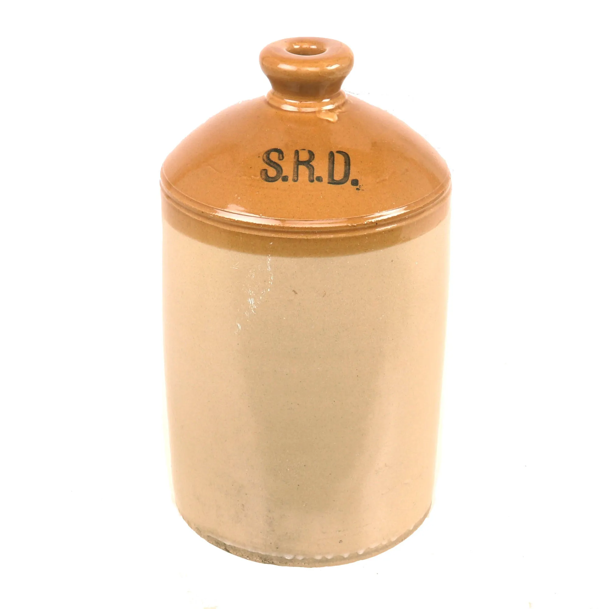 Original British WWI Military Issue S.R.D. Imperial Gallon Rum Jug with Faded Maker’s Mark