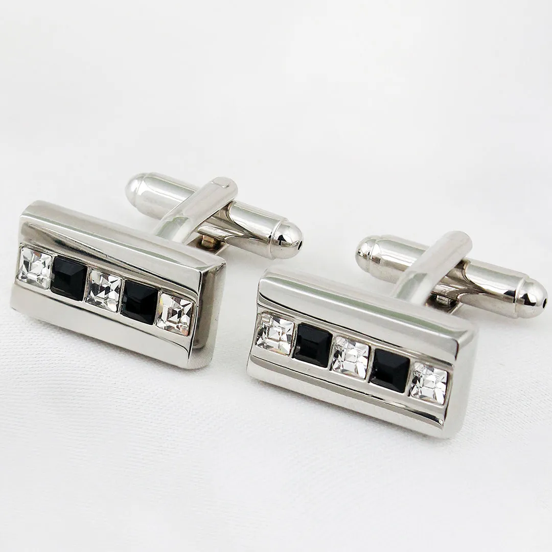 Peluche The Bling Bar Silver Cufflinks and Tie Pin Set