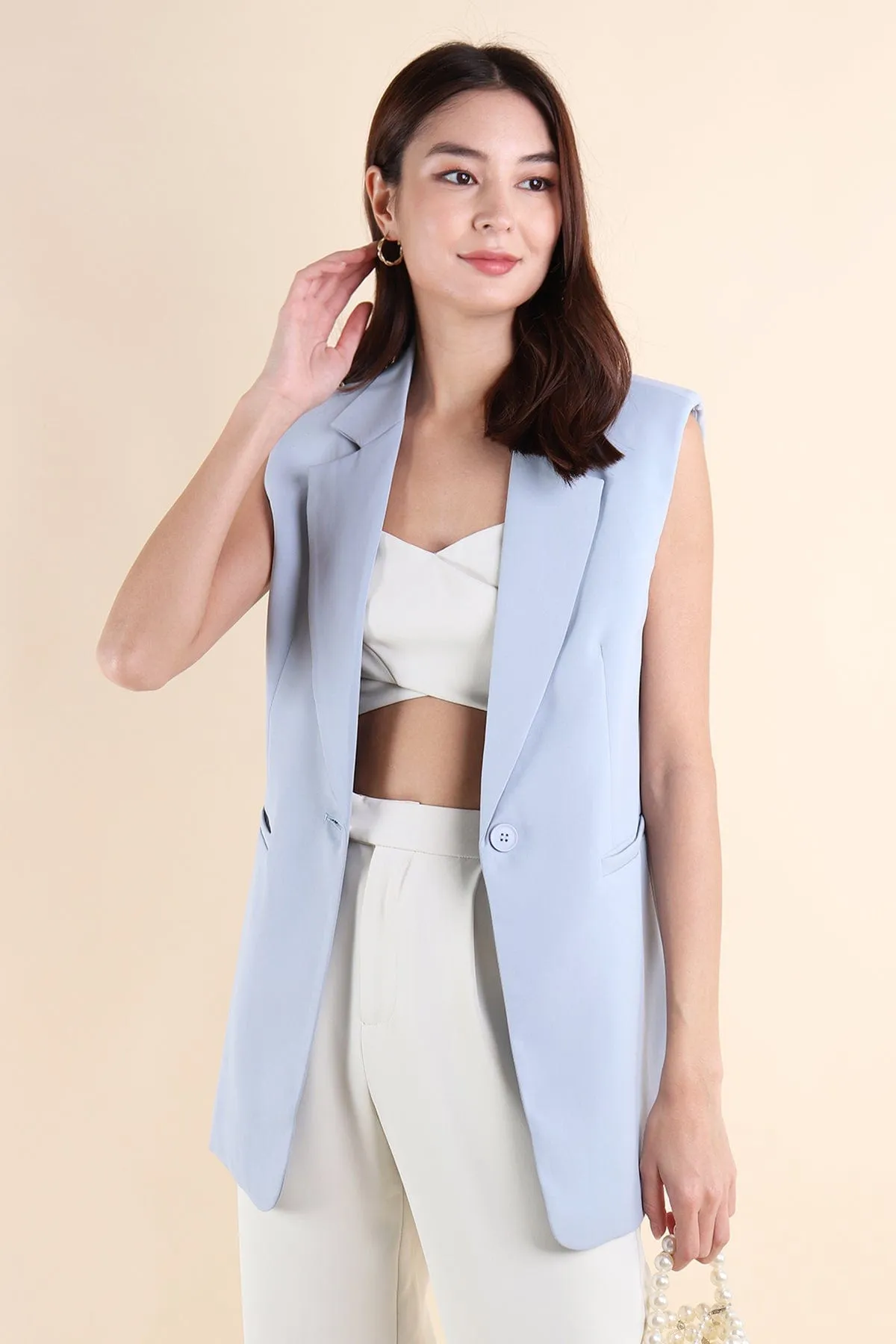 POLINA TRENCH VEST IN BLUE