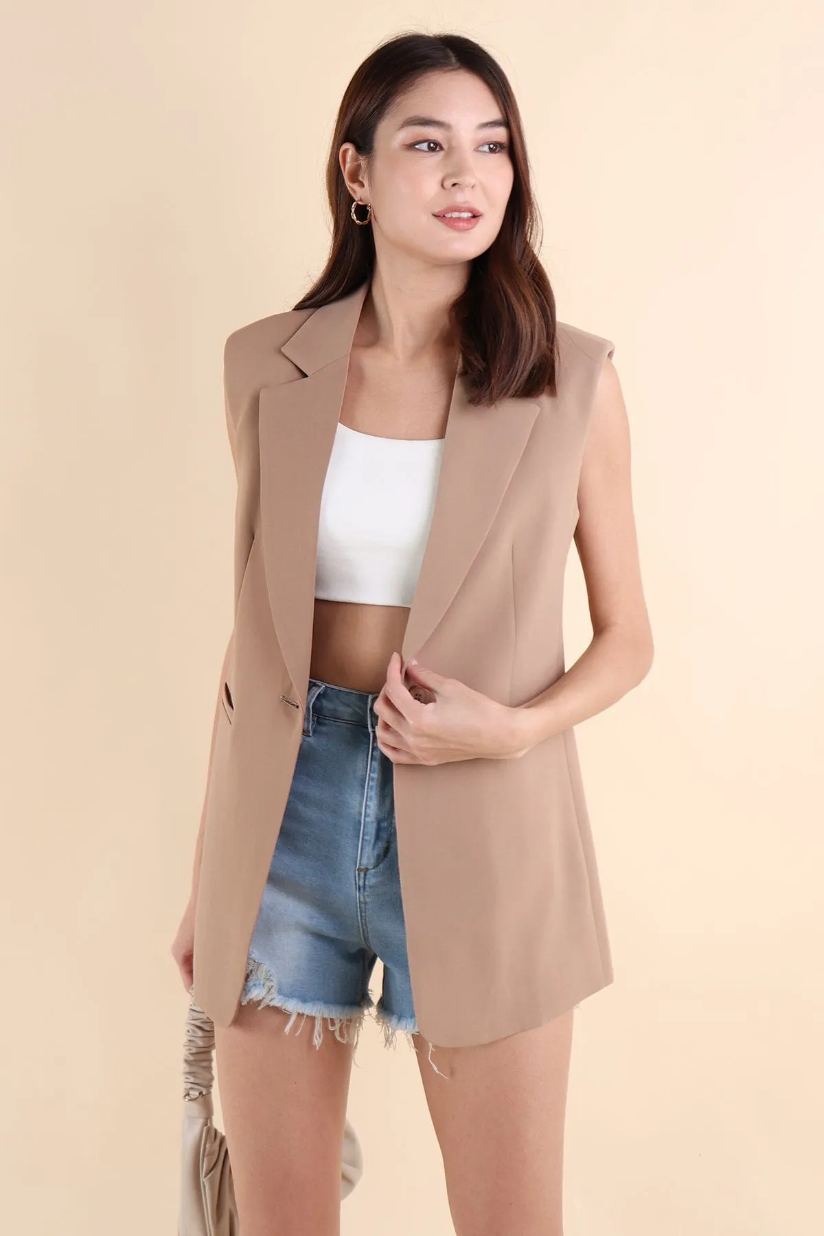 POLINA TRENCH VEST IN KHAKI