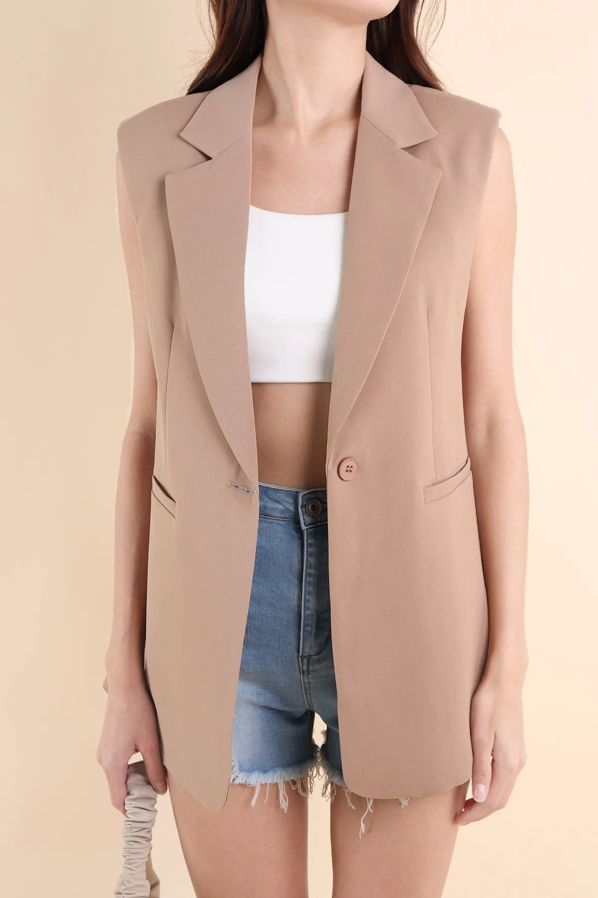 POLINA TRENCH VEST IN KHAKI