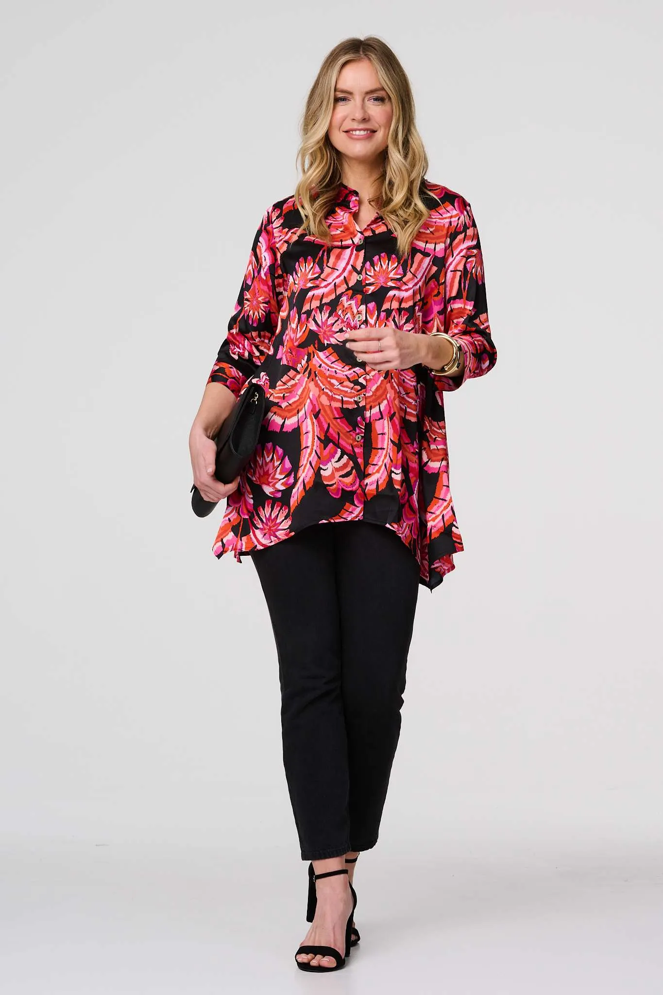 Printed 3/4 Sleeve Tunic Shirt