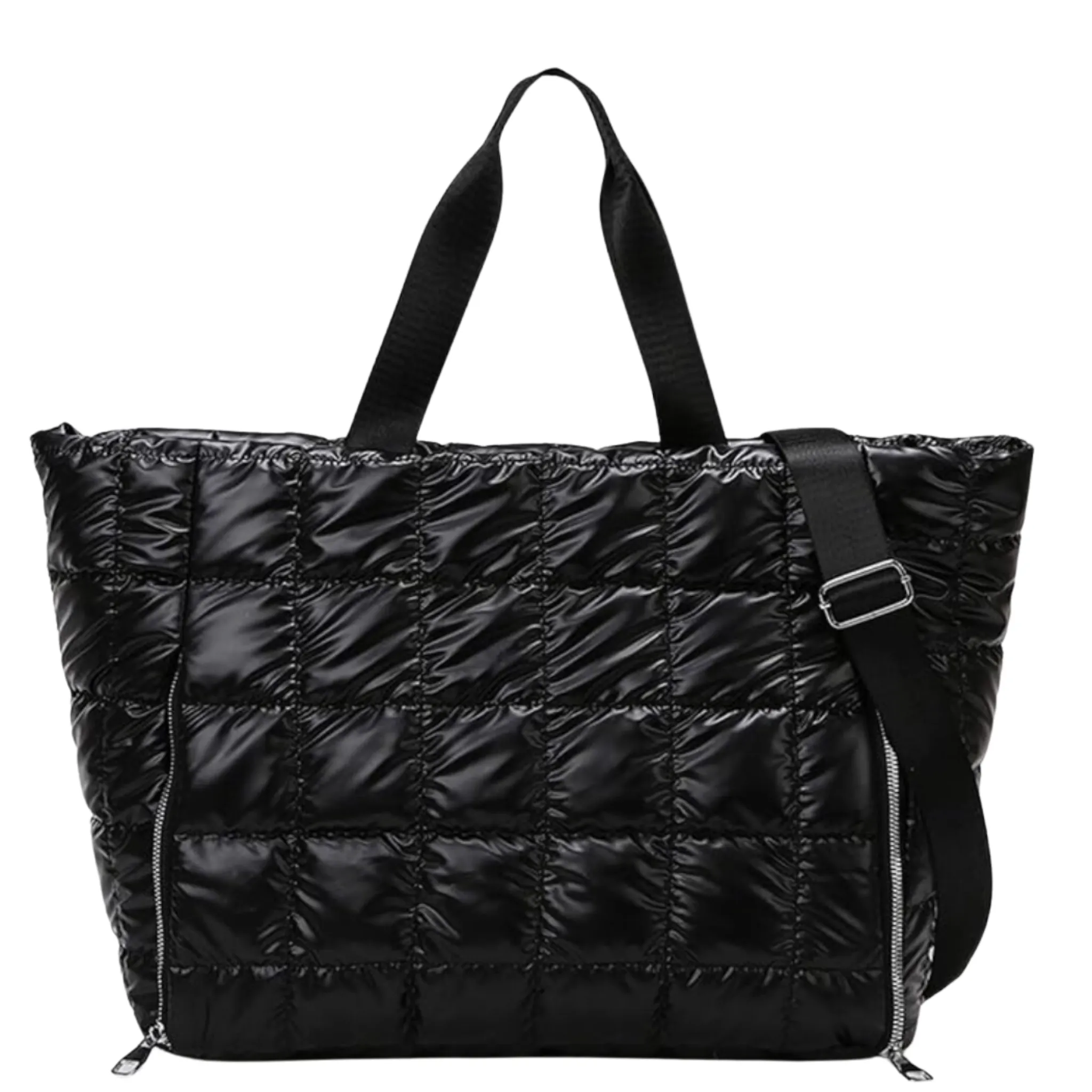 Quilted yoga/ travel puffer tote