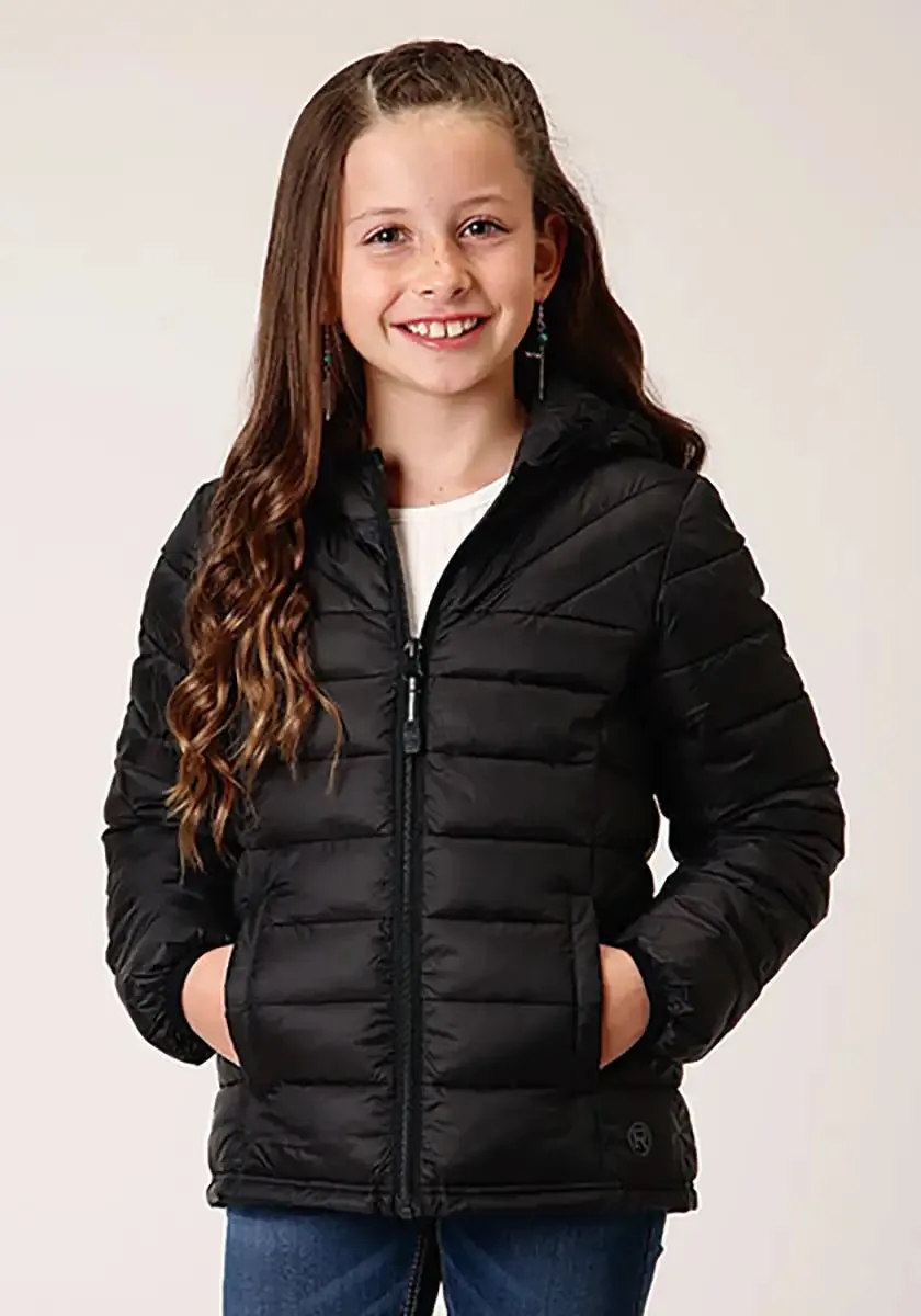 Roper Girl's Lightweigth Hooded Puffer Coat (Black) - Children's Jacket