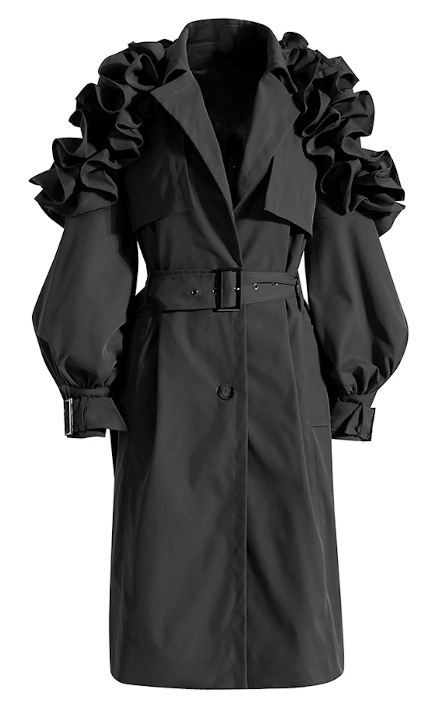 Ruffle Trim Trench