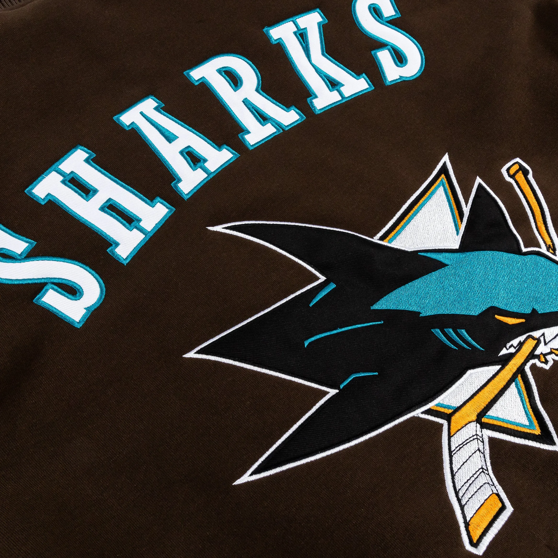 San Jose Sharks Reversible Letterman Mens Jacket (Brown/White)