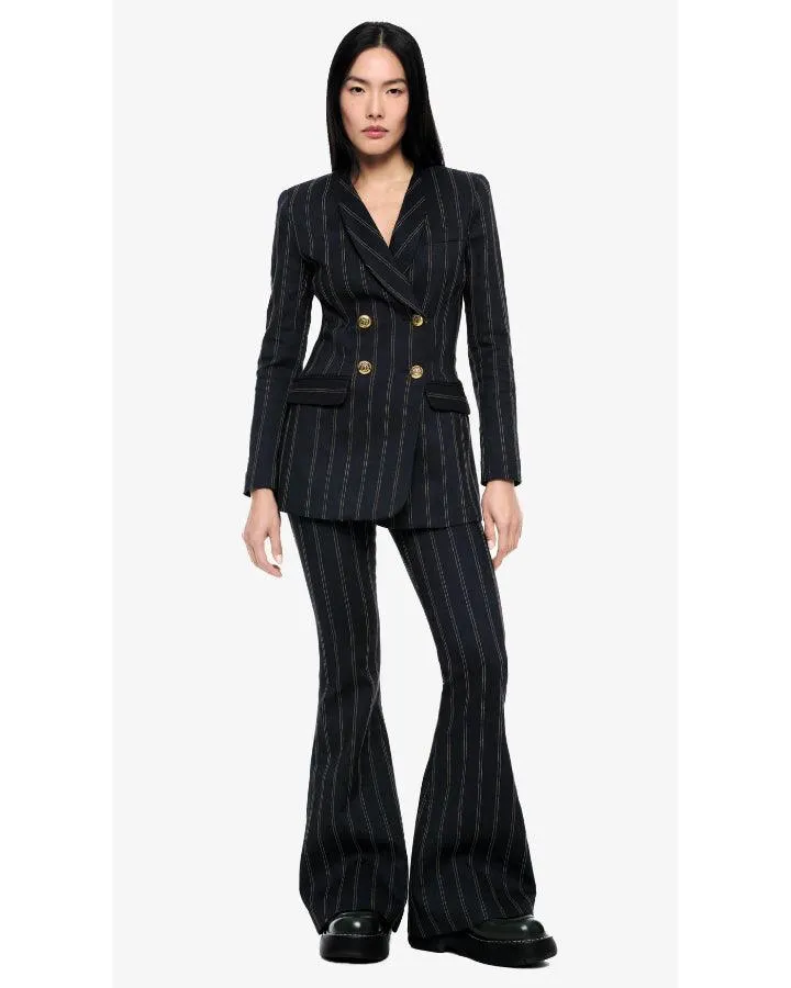 Smythe Collarless Double Breasted Striped Blazer