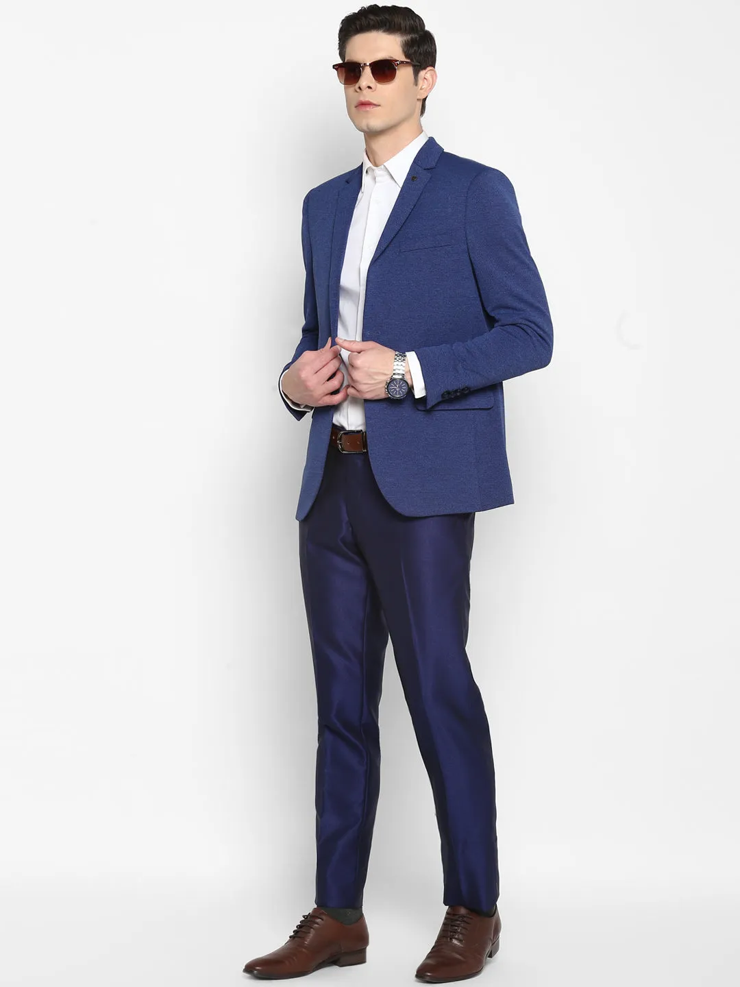 Solid Blue Blazer for Men