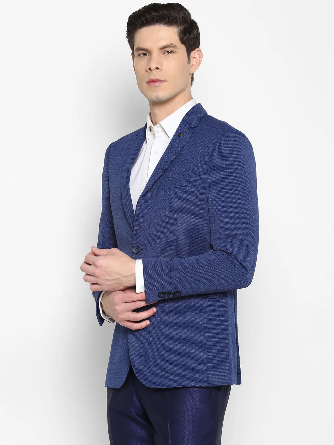 Solid Blue Blazer for Men