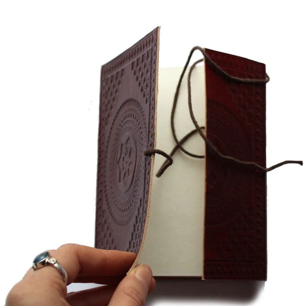 Star embossed leather journal with tie