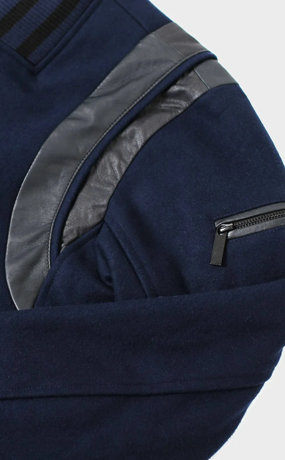 Unknown Designer Navy blue wool varsity jacket