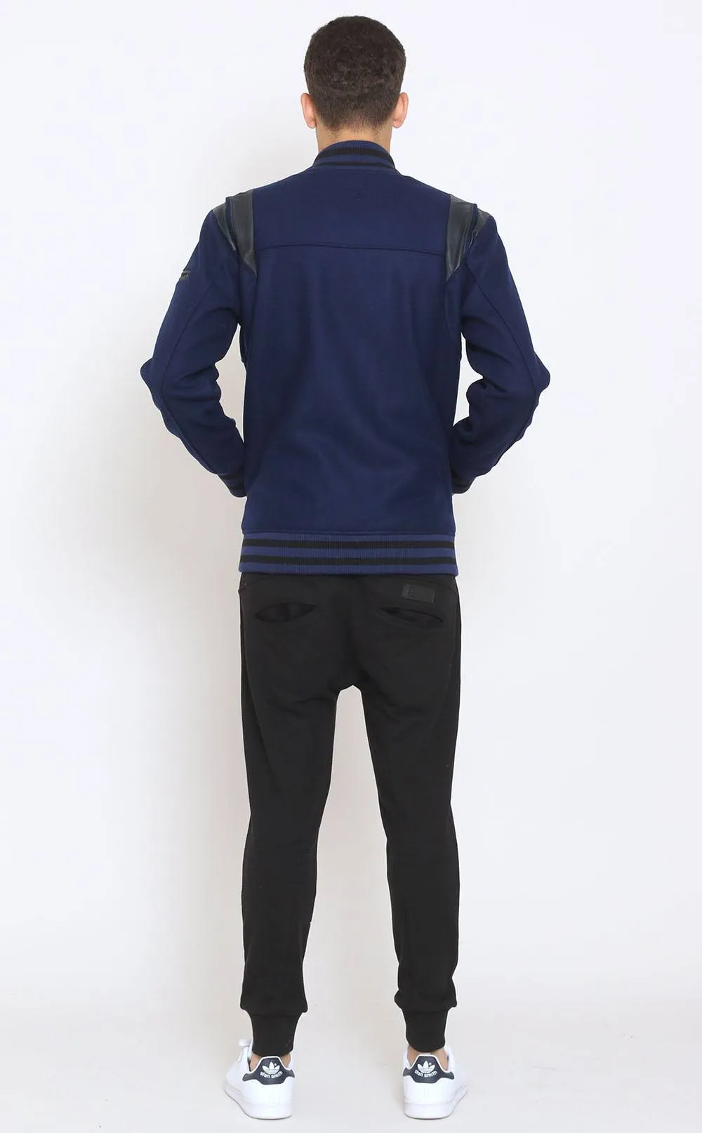 Unknown Designer Navy blue wool varsity jacket