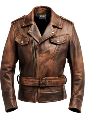 Vintage Distressed Brown Leather Jacket