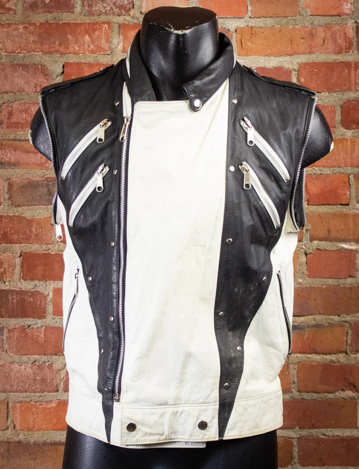 Vintage J. Park Black And White Leather Jacket 80s Small