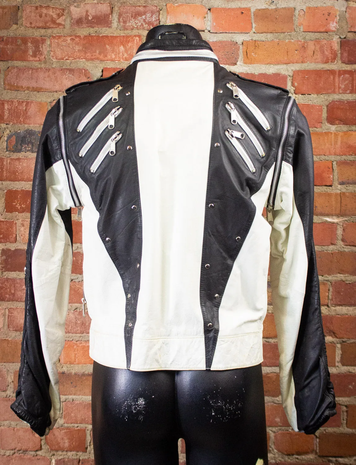 Vintage J. Park Black And White Leather Jacket 80s Small