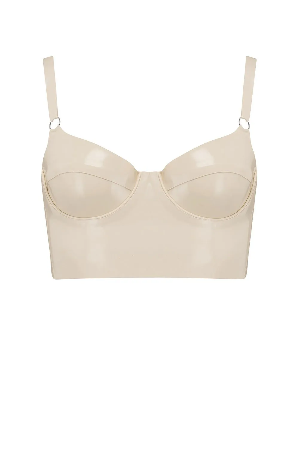 White Ivory Latex Full Cup Longline Bra