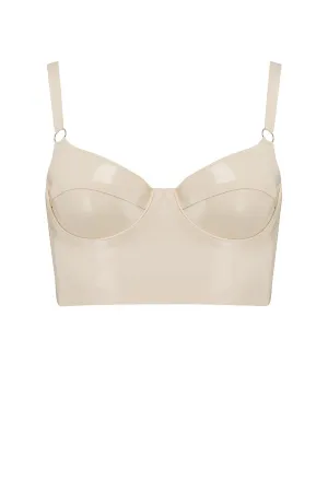 White Ivory Latex Full Cup Longline Bra