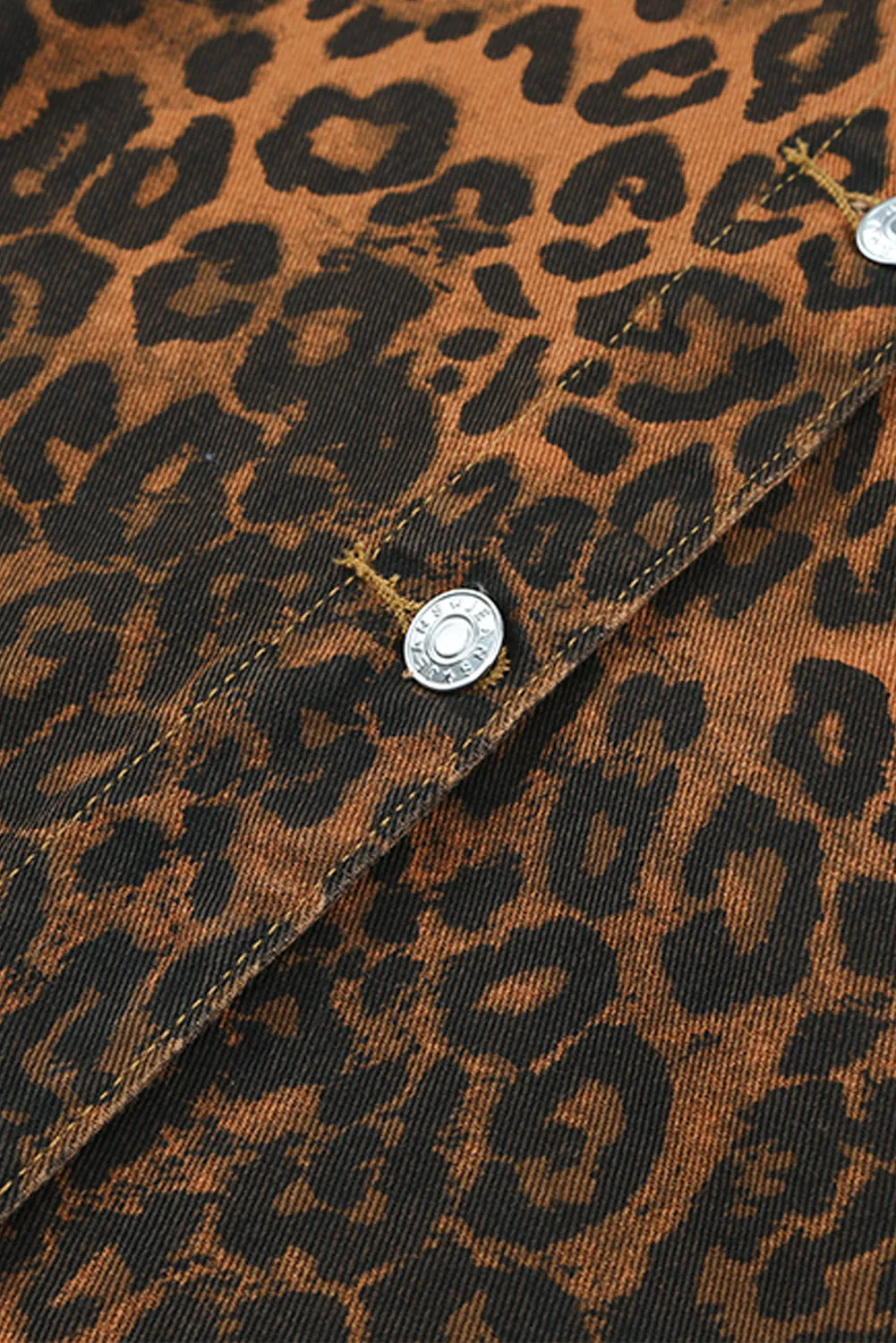 Wholesale Cheetah Patchwork Ripped Raw Hem Jacket