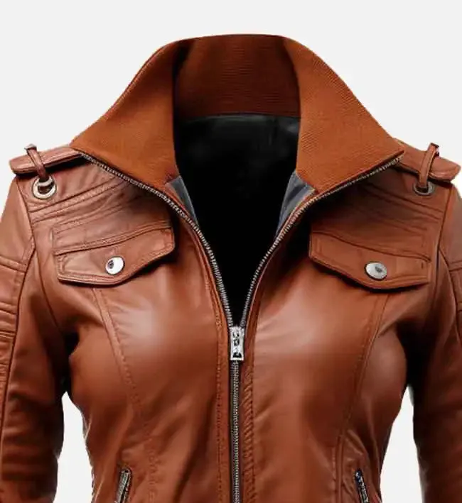 Women’s Brown Vintage Bomber Leather Jacket