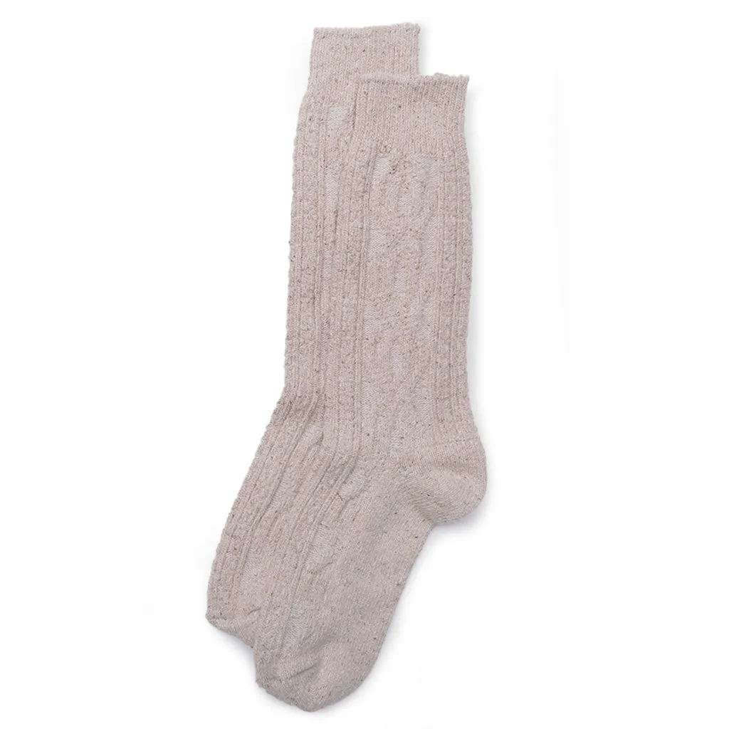 Wool and Silk Cable Knit Sock