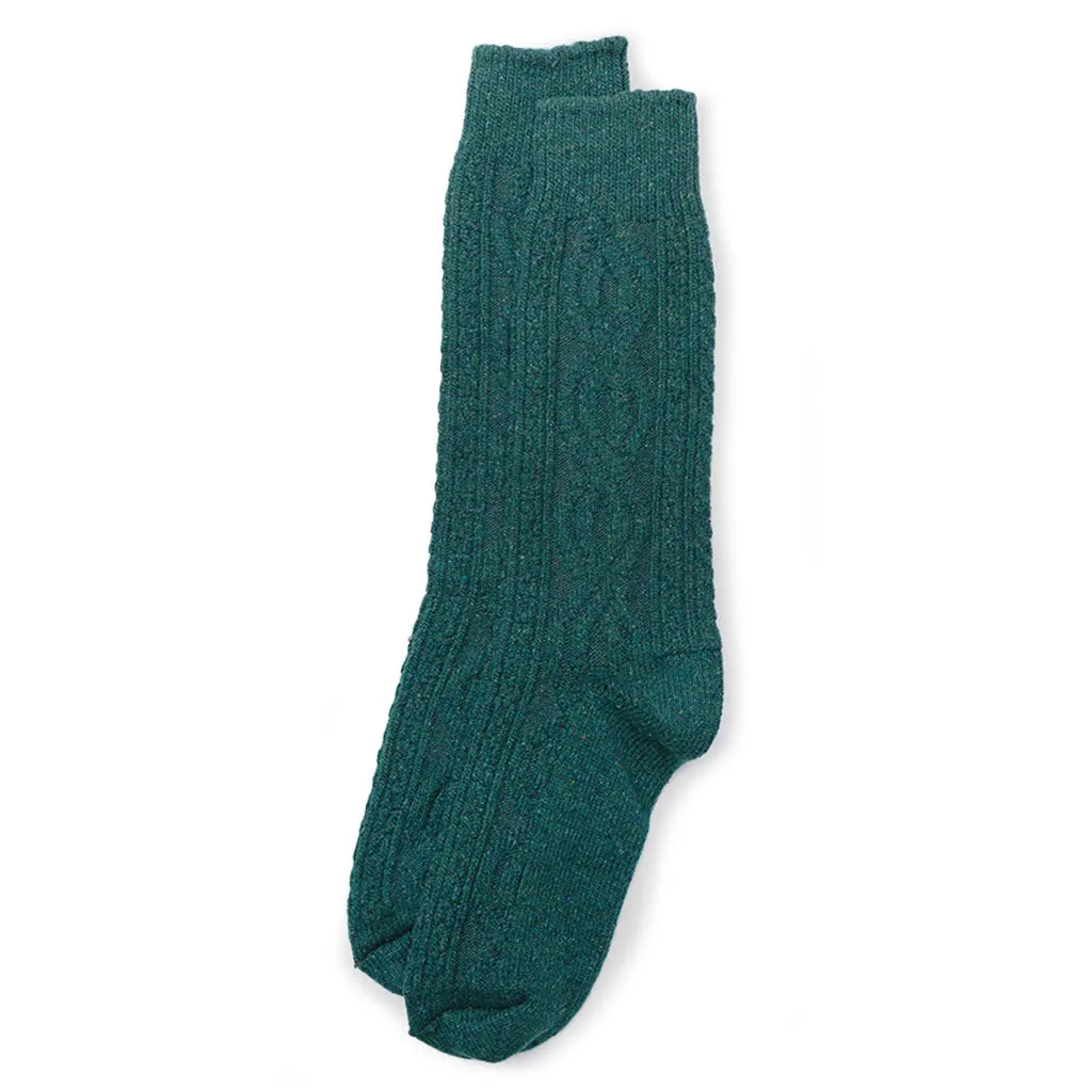 Wool and Silk Cable Knit Sock