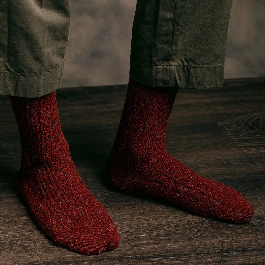 Wool and Silk Cable Knit Sock